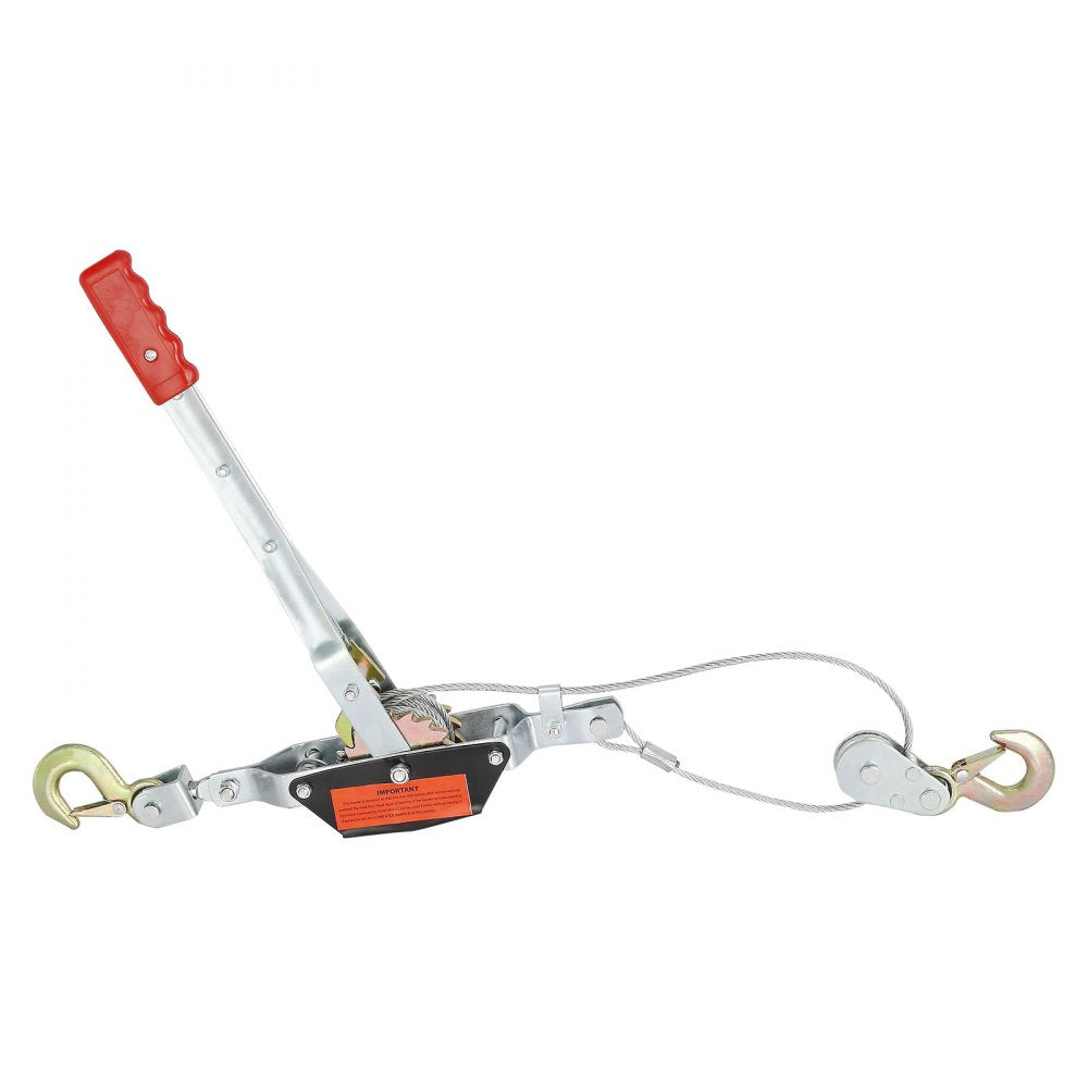 VEVOR Come Along Winch, 2 Ton (4,409 lbs) Pulling Capacity, 12 ft Steel Cable, 2 Hooks, Heavy Duty Ratchet Power Puller Tool with Dual Gears, Automotive Hoist Cable Puller Ideal for Vehicle Rescue