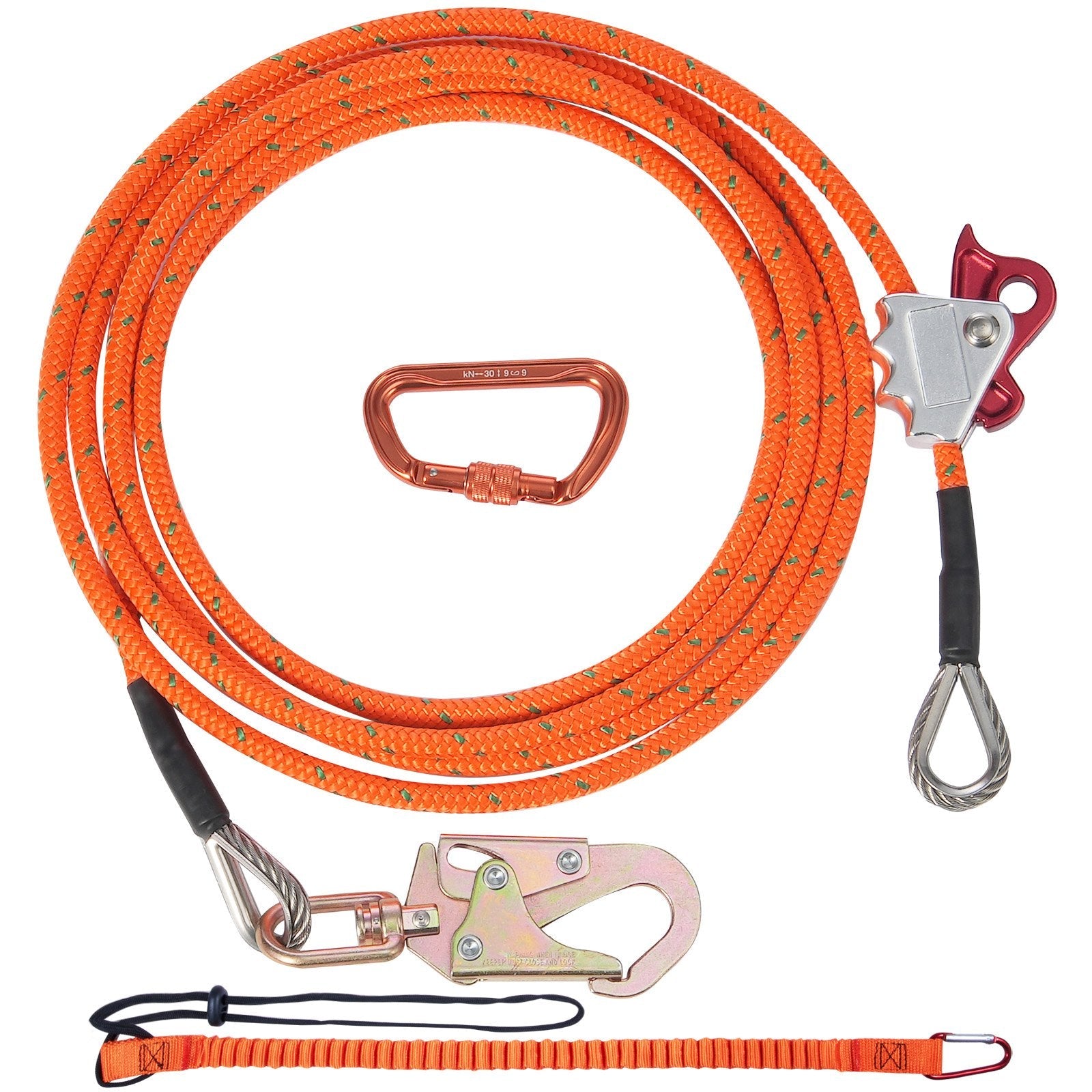 VEVOR 12.7mm Steel Core Flipline 16ft(4.8m) Arborist Flipline for Fall Protection