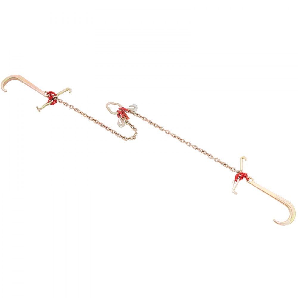 VEVOR V-Chain Bridle, 9620 lbs Working Load Limit, 5/16'' x 3' G80 Tow Chain with RTJ Cluster Hooks, DOT Certified, Galvanized Coating Manganese Steel & D-Shackle, for Lifting & Moving Activities