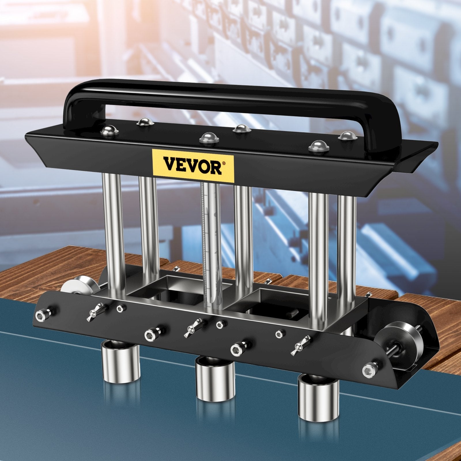 VEVOR Sheet Metal Brake, 0-90° Bending Angle, 3-Station Design Edge Roller, 0.63" to 5.7"(16-145 mm) Bend Range in 30-19 Gauge Steel, for Making Bends on a Straight Panel or Curve