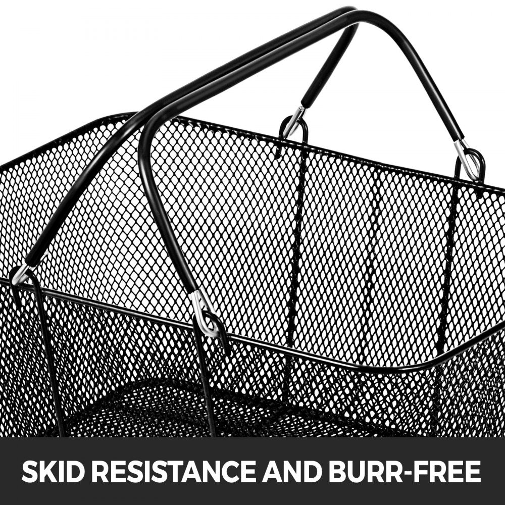 VEVOR 12PCS Shopping Baskets with Handles, Black Metal Shopping Basket, Portable Wire Shopping Basket, Black Wire Mesh shopping Basket Set for Stores Shopping