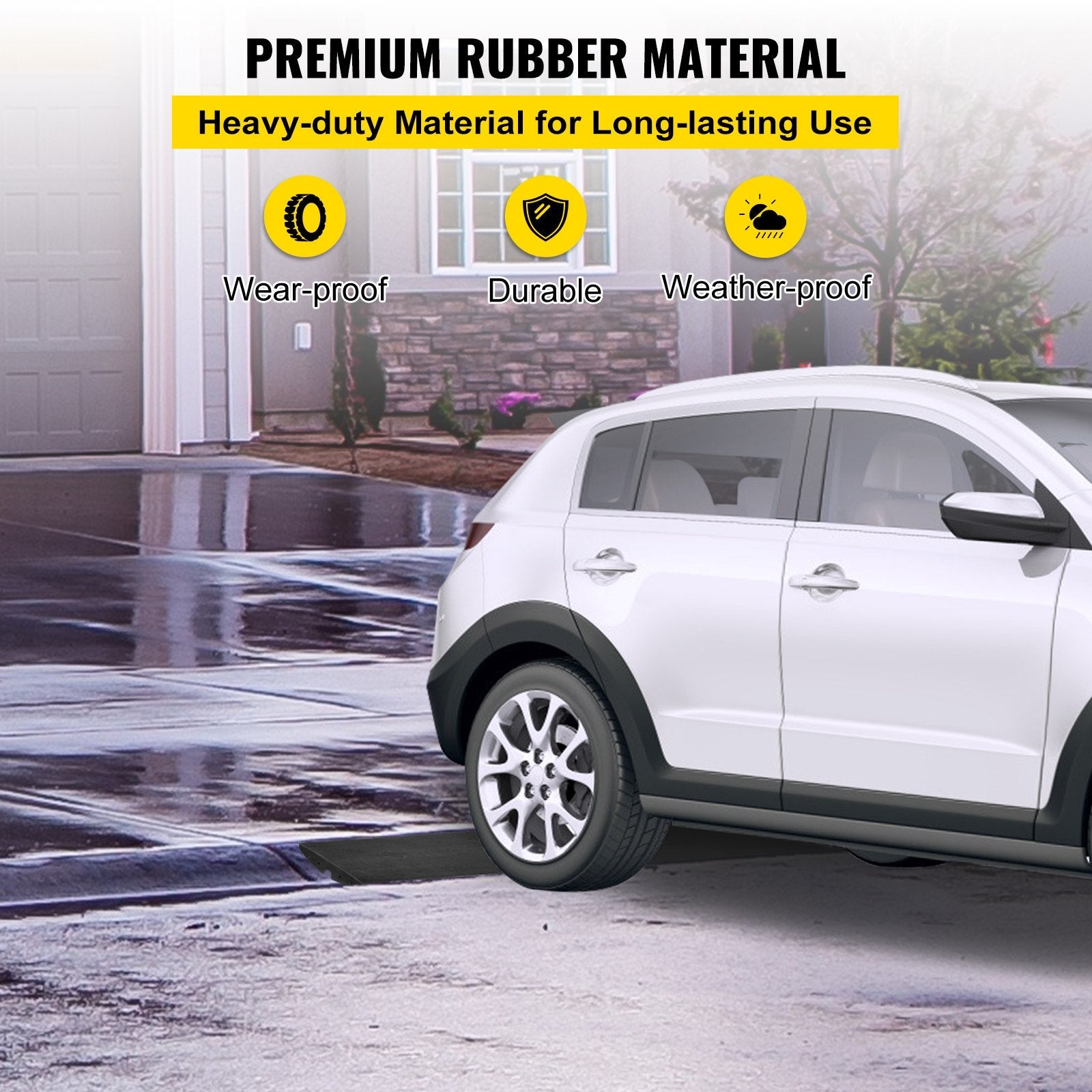 VEVOR Curb Ramp, 1 Pack Rubber Driveway Ramps, Heavy Duty 32000 lbs Weight Capacity Threshold Ramp, 2.6 inch High Curbside Bridge Ramps for Loading Dock Garage Sidewalk? Expandable Full Ramp Set