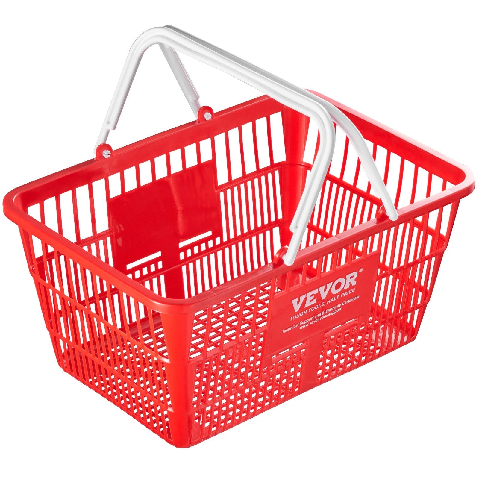 VEVOR Shopping Basket Portable Grocery Basket 20PCS 21L with Handle & Stand Red