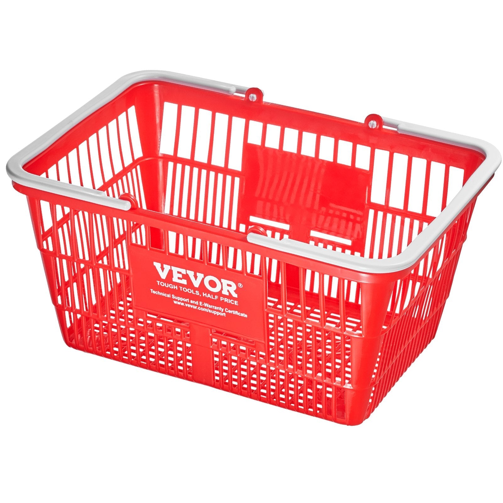VEVOR Shopping Basket Portable Grocery Basket 20PCS 21L with Handle & Stand Red