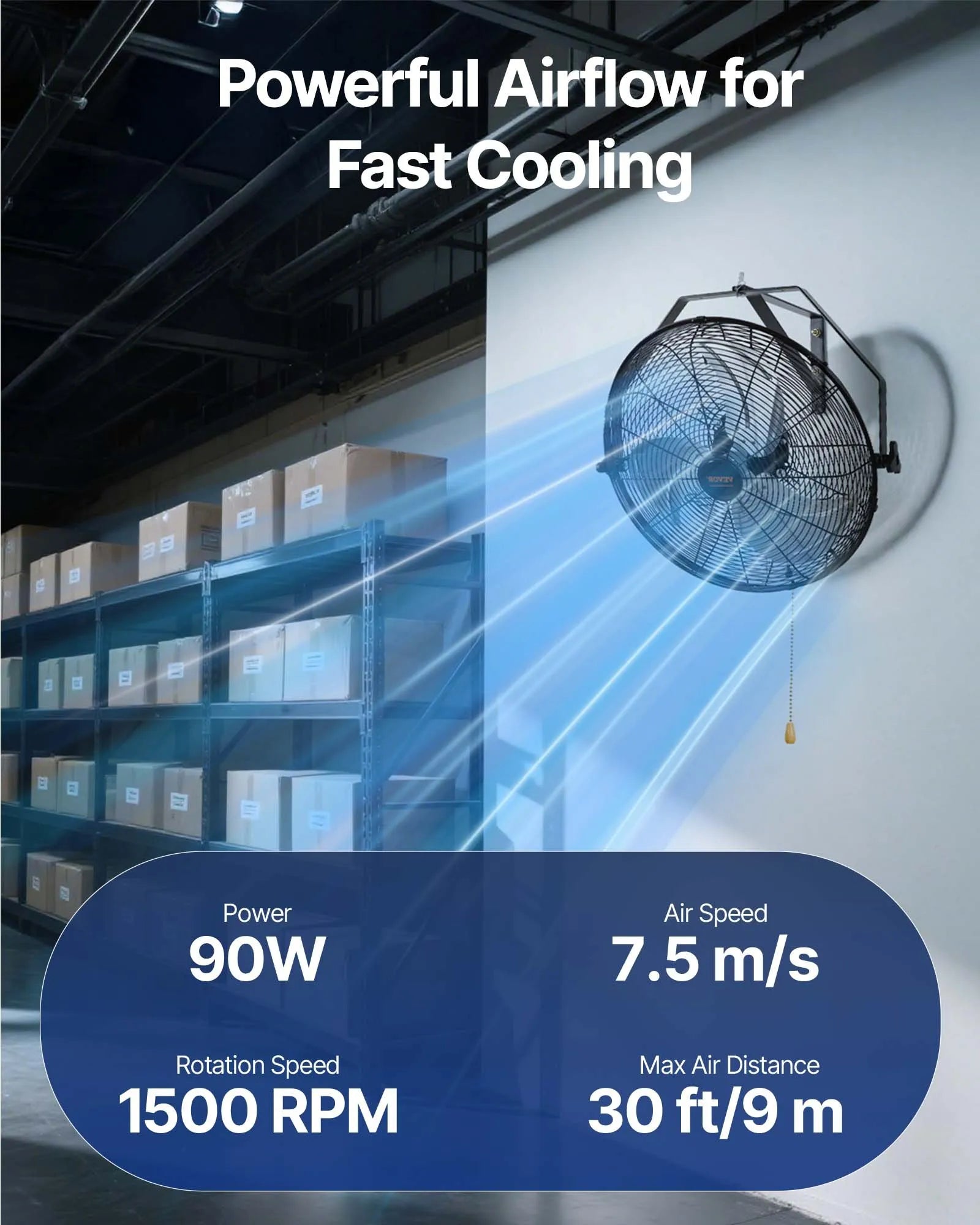 VEVOR Wall Mount Fan, 2 PCS 20 inch Oscillating, 3-speed High Velocity Max. 4000 CFM Industrial Wall Fan for Indoor, Commercial, Residential, Warehouse, Greenhouse, Workshop, Basement, Garage,Black