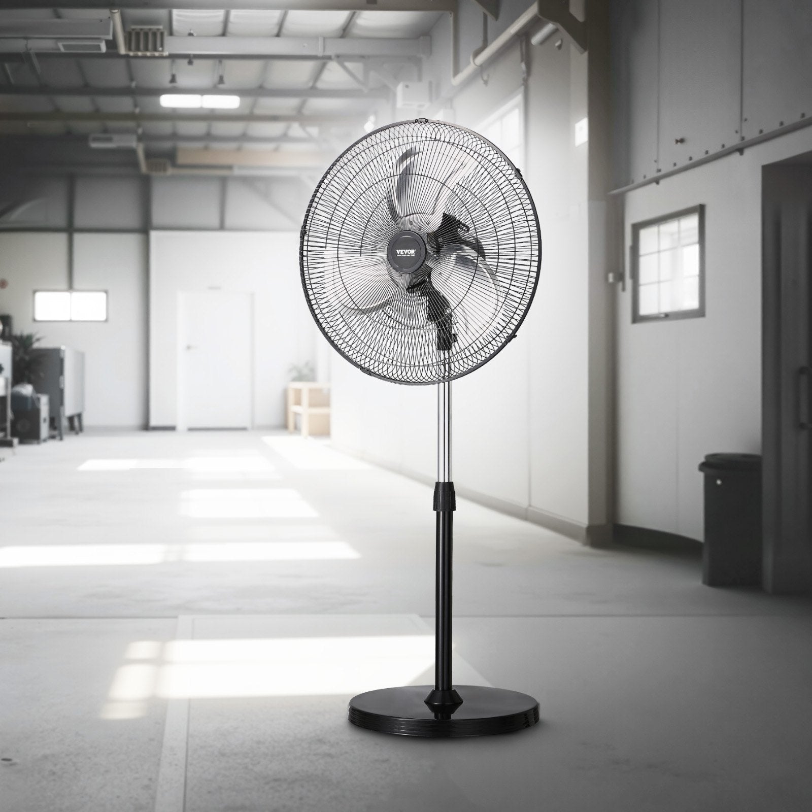 VEVOR 20" Industrial Pedestal Fan 3-Speed Oscillating Fan Height Adjustable