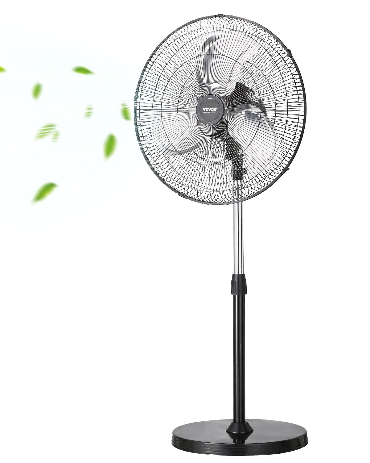 VEVOR 20" Industrial Pedestal Fan 3-Speed Oscillating Fan Height Adjustable