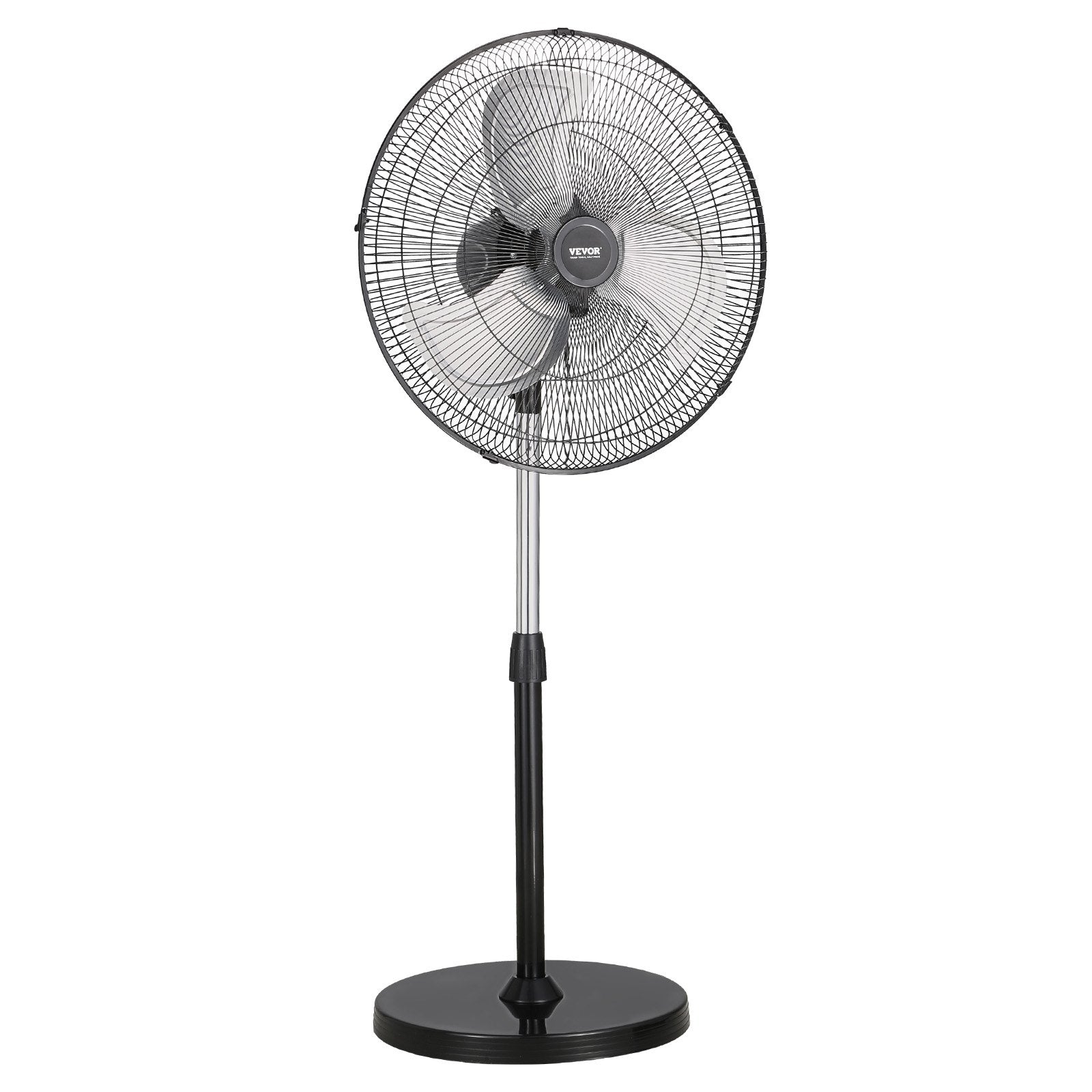 VEVOR 20" Industrial Pedestal Fan 3-Speed Oscillating Fan Height Adjustable
