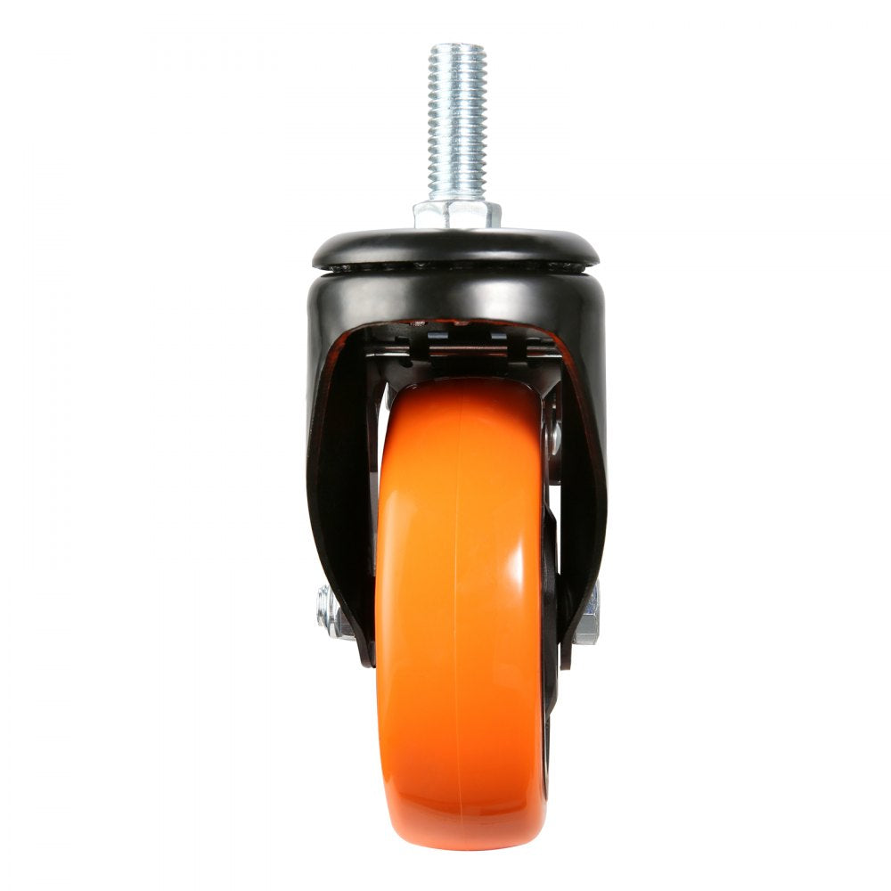 VEVOR Caster Wheels, 4 inch, Set of 4, 440 lbs Capacity, Threaded Stem Casters with Security Dual Locking A/B Brake, Heavy Duty Industrial Casters, No Noise Swivel Caster Wheels for Cart, Furniture