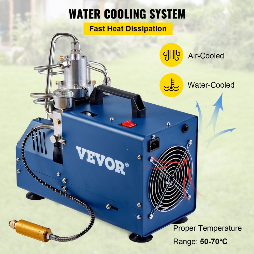 VEVOR High Pressure Compressor, 4500PSI/30MPA/300BAR High Pressure Air Compressor, 1800W 110V Manual Stop Air Rifle Compressor Suitable for Paintball Air Rifle, PCP Rifle, Air Pistol, Diving Bottle