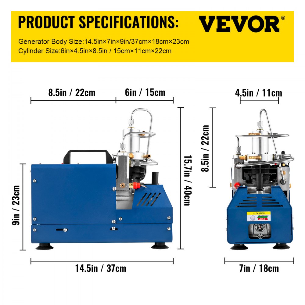 VEVOR High Pressure Compressor, 4500PSI/30MPA/300BAR High Pressure Air Compressor, 1800W 110V Automatic Stop Air Rifle Compressor Suitable for Paintball Air Rifle, PCP Rifle, Air Pistol, Diving Bottle