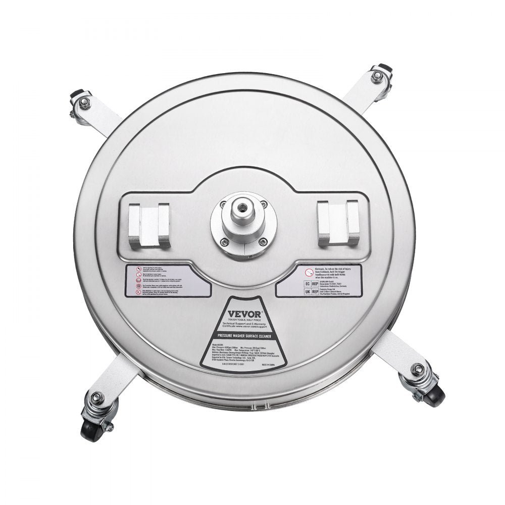 VEVOR 20" Pressure Washer Surface Cleaner w/ Handles & Wheels, Stainless Steel Concrete Cleaner 4500 Max PSI , 3/8"Connector & 1/4" Adapter Power Washer Floor Attachment,For Floor Driveway, Patio