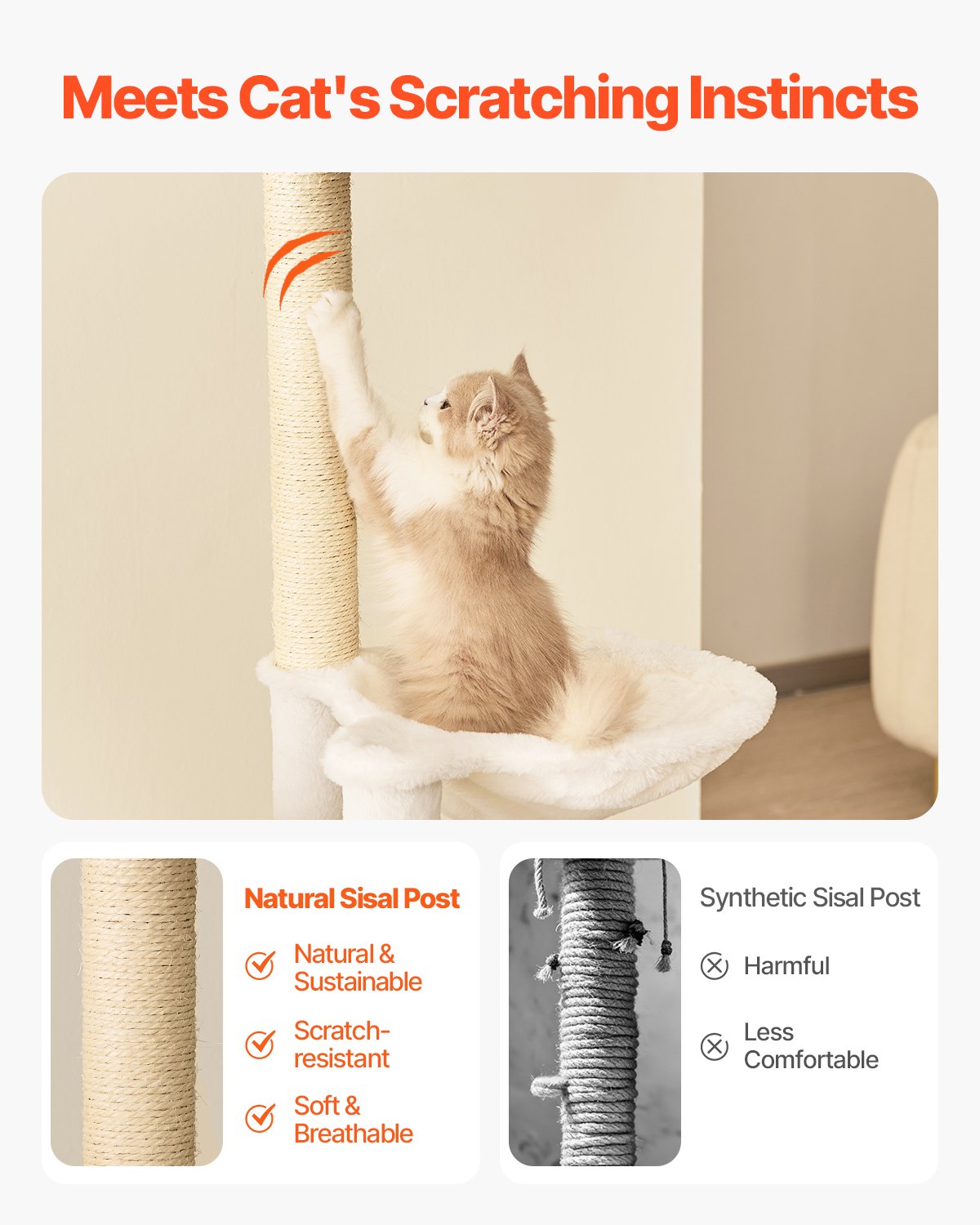 VEVOR Large Cat Tree Tall Cat Tower Multi-level Condo Play House for Indoor Cat