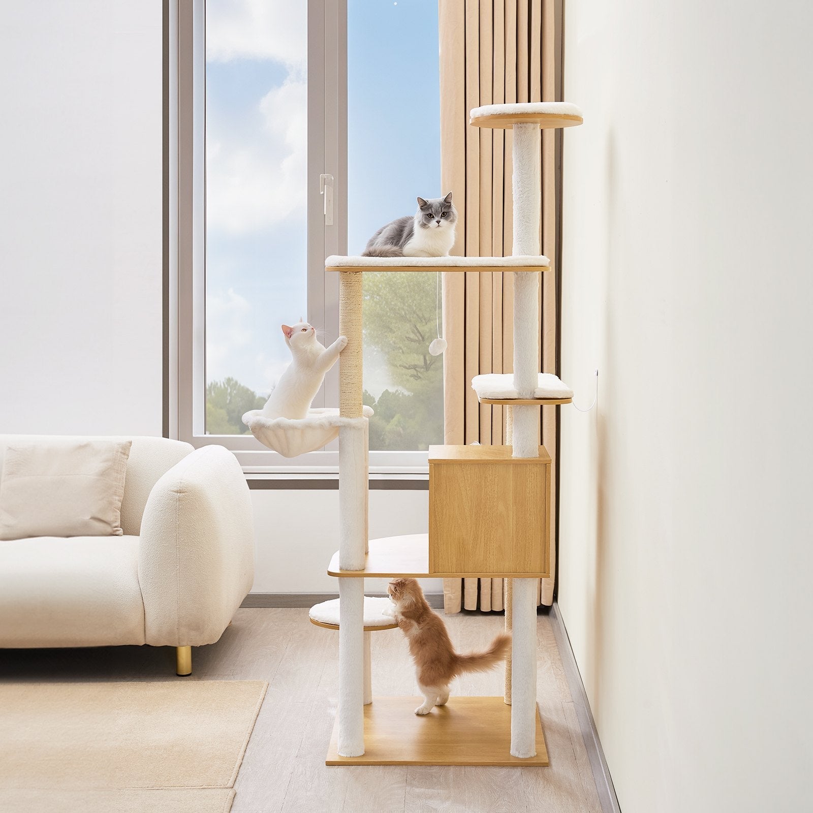 VEVOR Large Cat Tree Tall Cat Tower Multi-level Condo Play House for Indoor Cat
