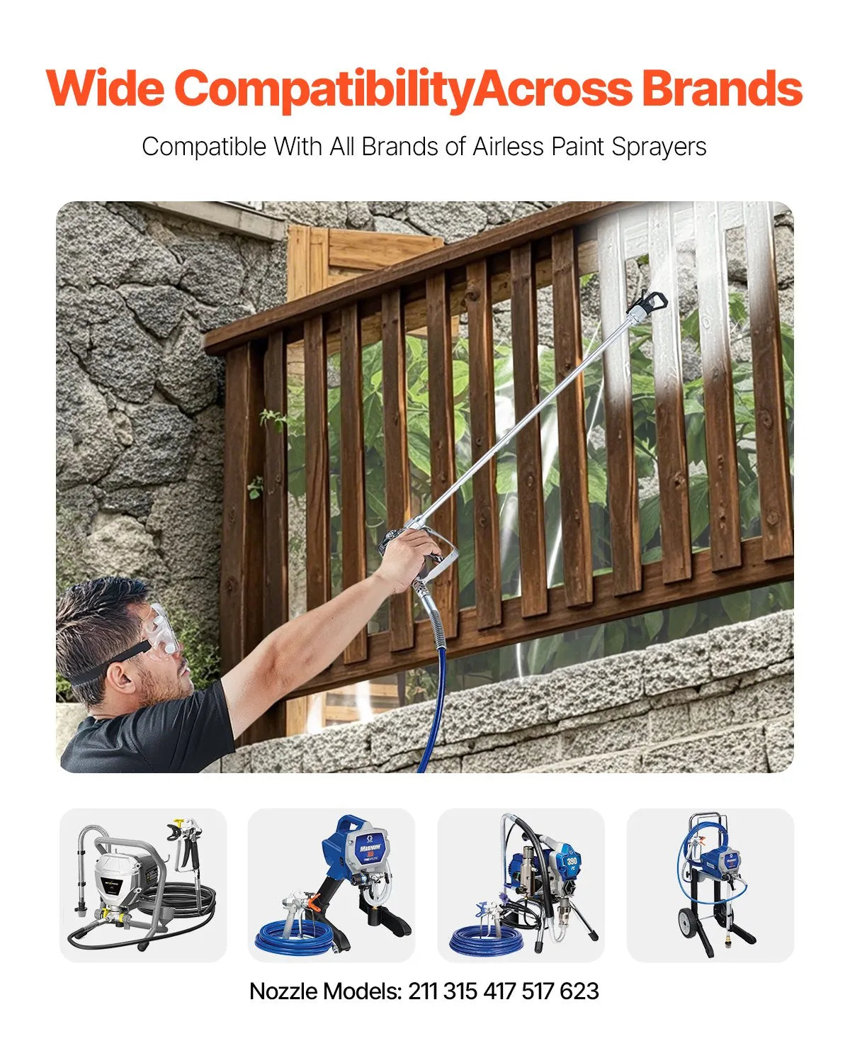 VEVOR Airless Paint Spray Gun and Hose Kit 3600PSI with Extension Rods Filters