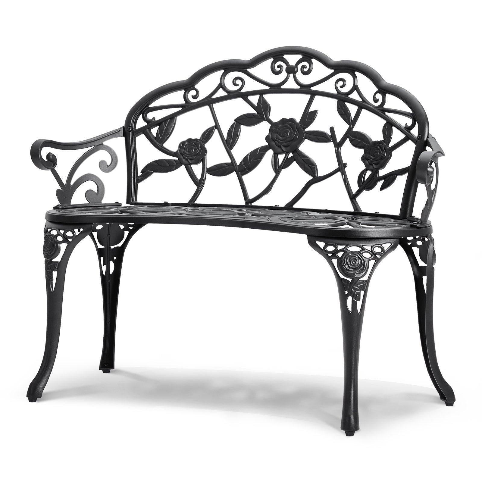 VEVOR Outdoor Bench, 38.8 inches Metal Garden Bench for Outdoors, 480 lbs Load Capacity Bench, Outdoor Garden Park Bench with Backrest and Armrests, Patio Bench for Garden, Park, Yard, Front Porch