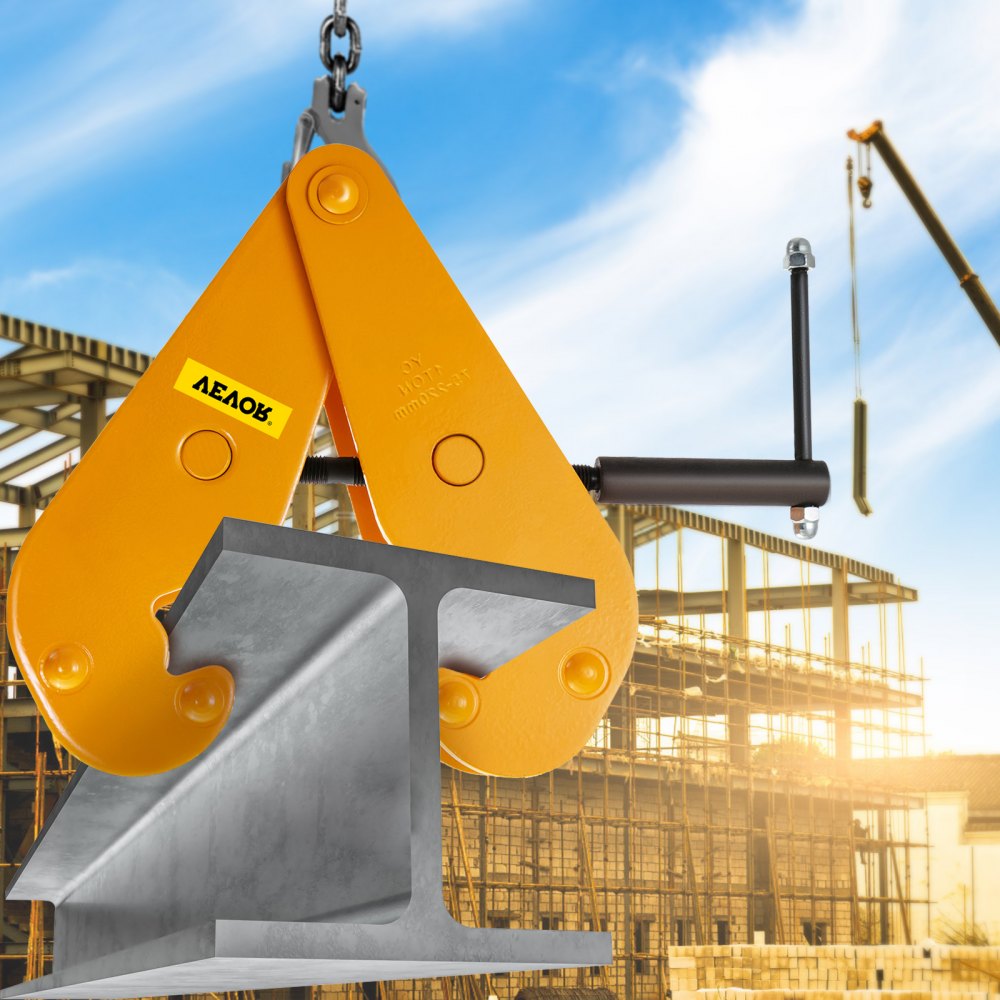 VEVOR 2200lbs/1ton Capacity Beam Clamp I Beam Lifting Clamp 3Inch-9Inch Opening Range Beam Clamps for Rigging Heavy Duty Steel Beam Clamp Tool Beam Hangers for Lifting Rigging Yellow