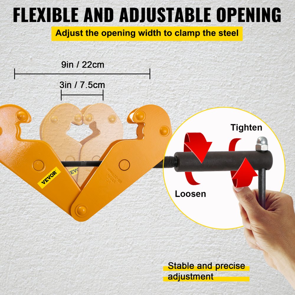 Vevor Beam Clamp Beam Lifting Clamp 4400lbs/2t Heavy Duty Beam Hangers In Yellow