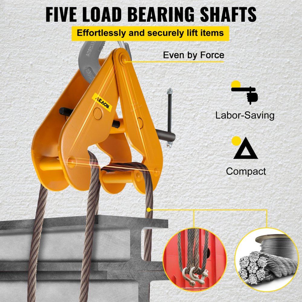 Vevor Beam Clamp Beam Lifting Clamp 4400lbs/2t Heavy Duty Beam Hangers In Yellow