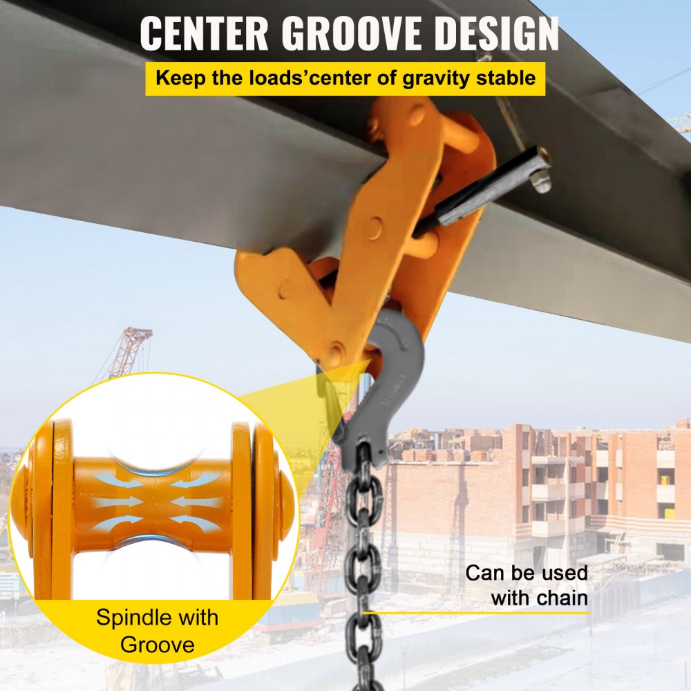 Vevor Beam Clamp Beam Lifting Clamp 4400lbs/2t Heavy Duty Beam Hangers In Yellow