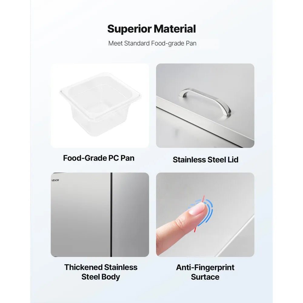 VEVOR 72"W Commercial Refrigerator, 18.7 Cu. Ft Sandwich Prep Refrigerated Table, Mega Top Food Prep Fridge with 30 Pans and Cutting Board, Stainless Steel Salad Prep Cooler for Restaurant, Food Truck