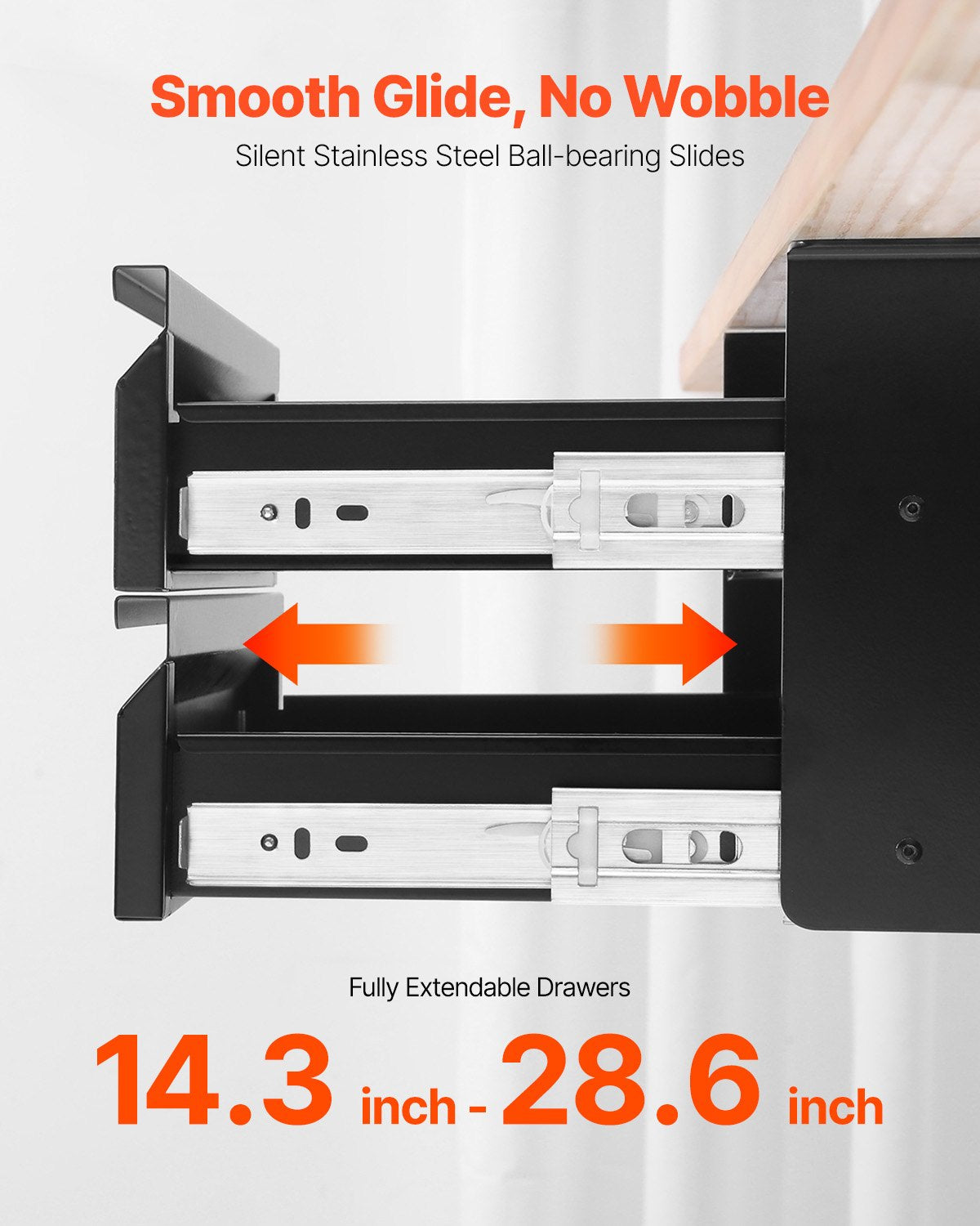 VEVOR 2 Drawer 16" Under Desk Drawer Organizer Slide-out Drawer Space Saver Home