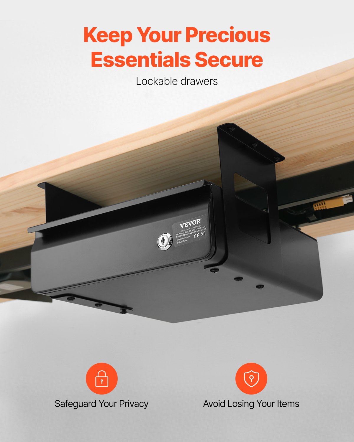 VEVOR 13" Lockable Under Desk Drawer Organizer Slide-out Drawer for Home Office