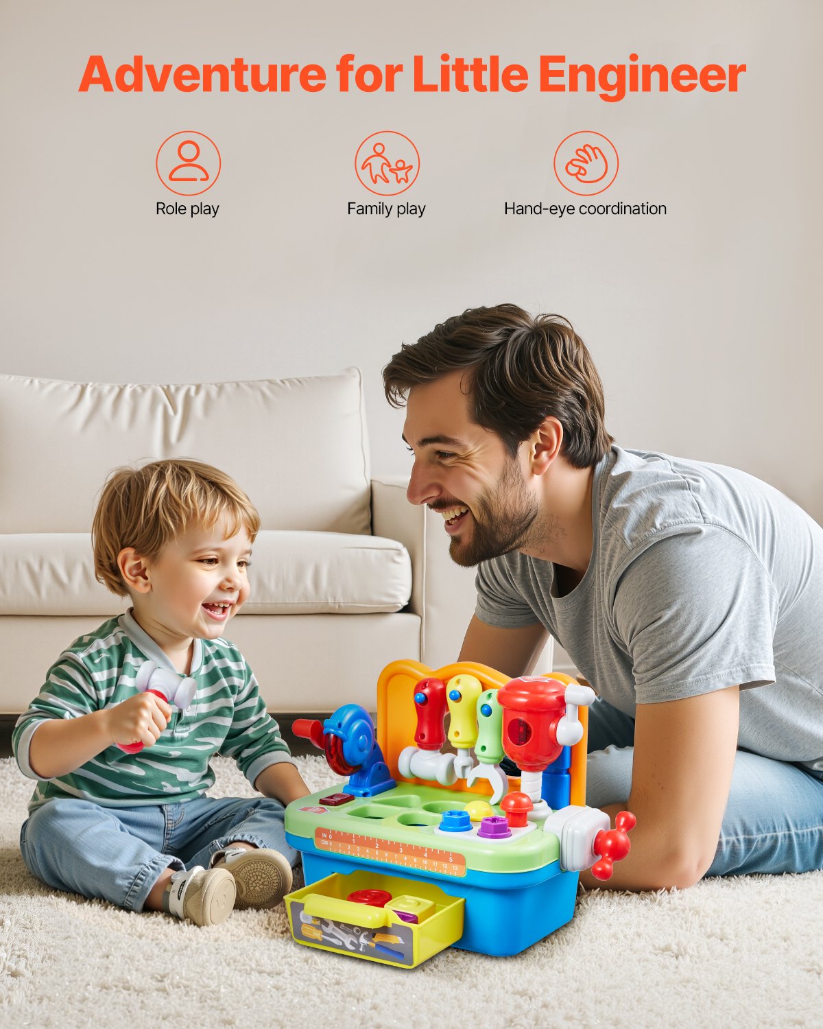 VEVOR Musical Workbench for Toddler 2 Years+ Toy Musical Learning Workbench