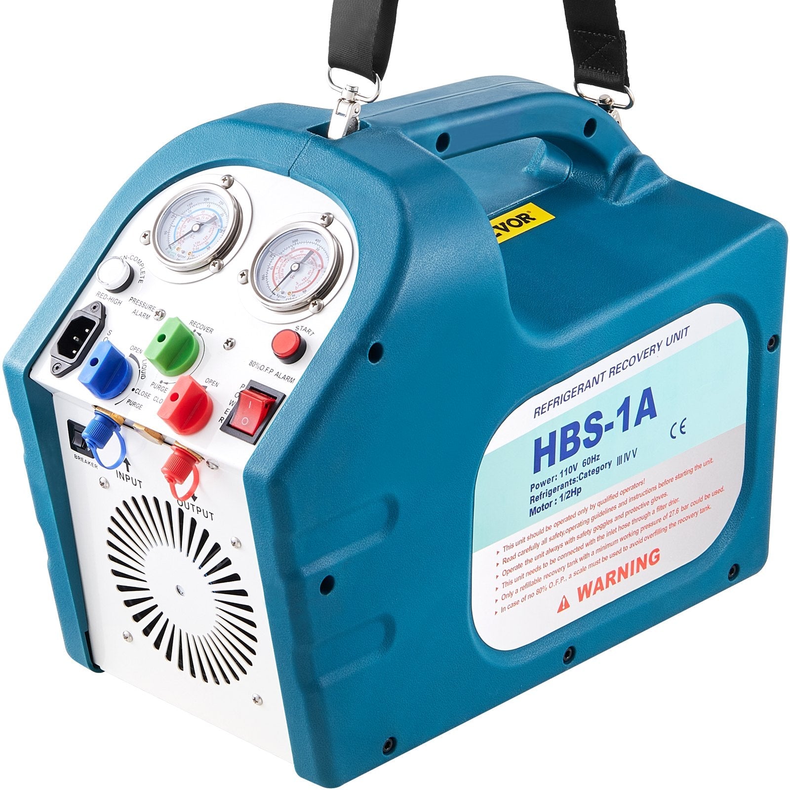 VEVOR 1/2HP Refrigerant Recovery Machine Portable 115V AC Refrigerant Recycling Machine Automotive HVAC 558psi Refrigerant Recovery Unit Air Conditioning Repair Tool (115V)