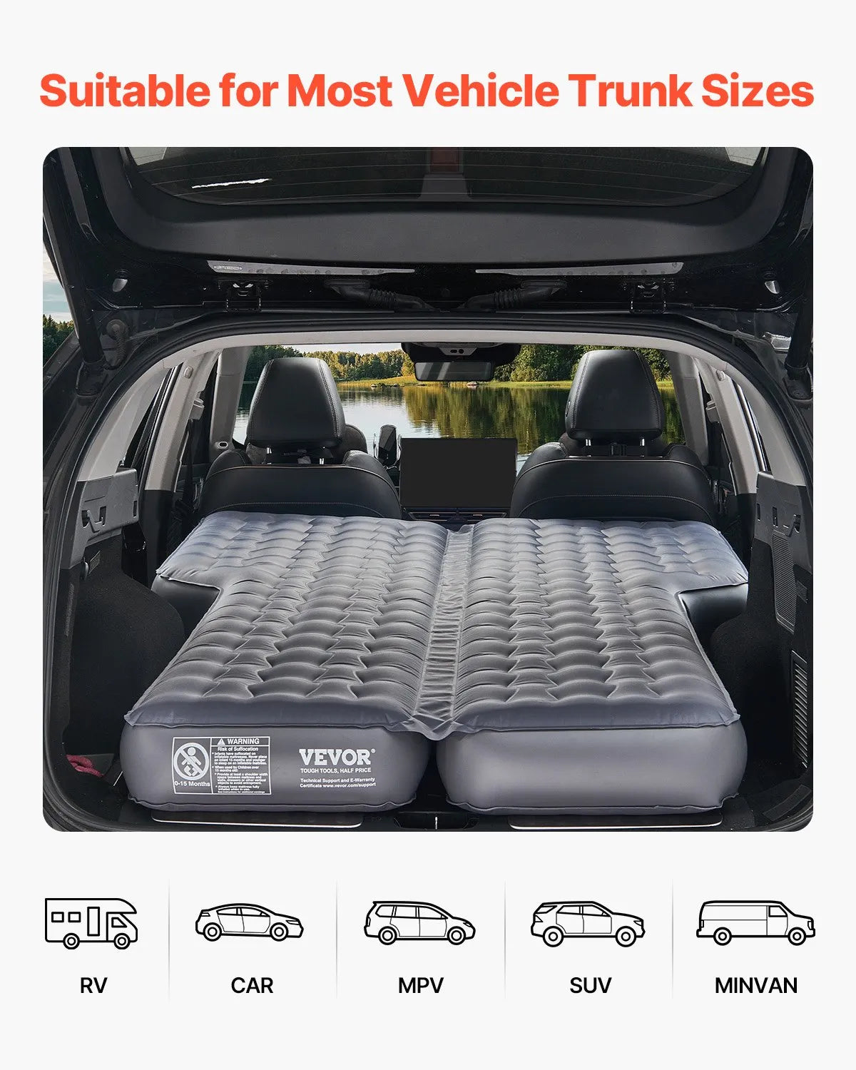 VEVOR Car Air Mattress Inflatable Car Camping Travel Sleeping Bed SUV MPV Sedan