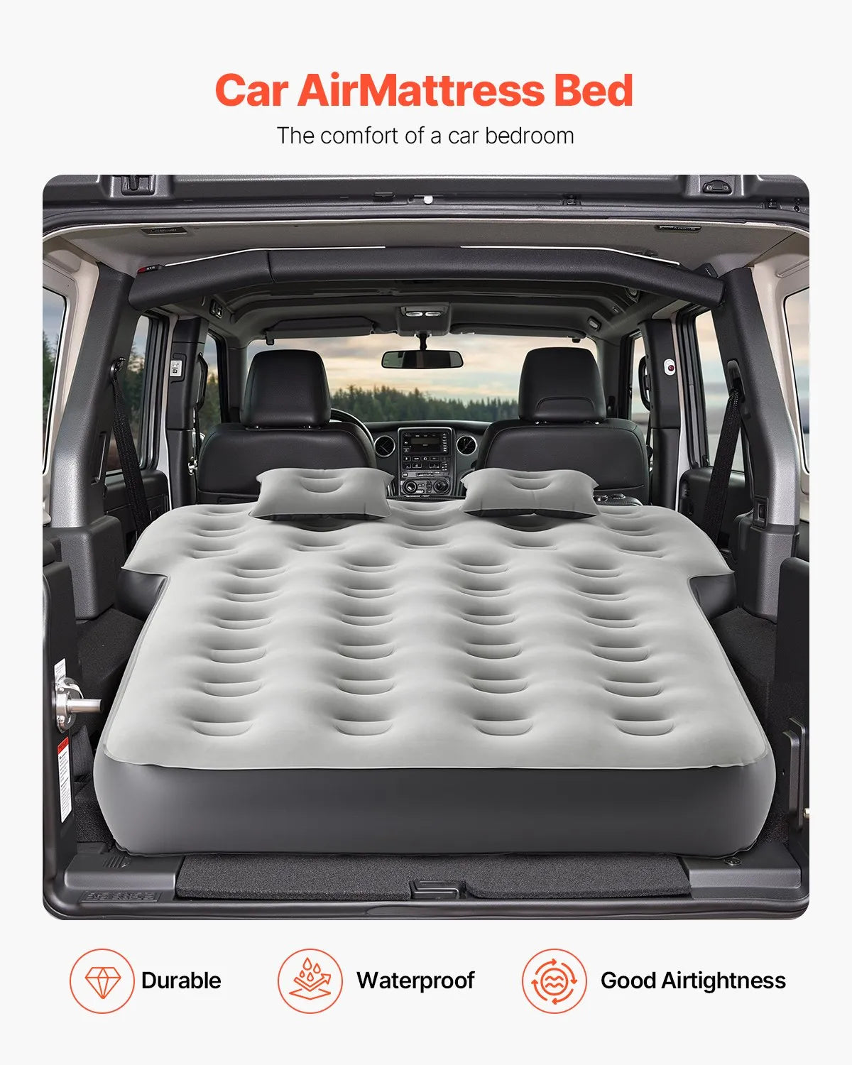 VEVOR Car Air Mattress Inflatable Car Camping Travel Sleeping Bed Built in Pump