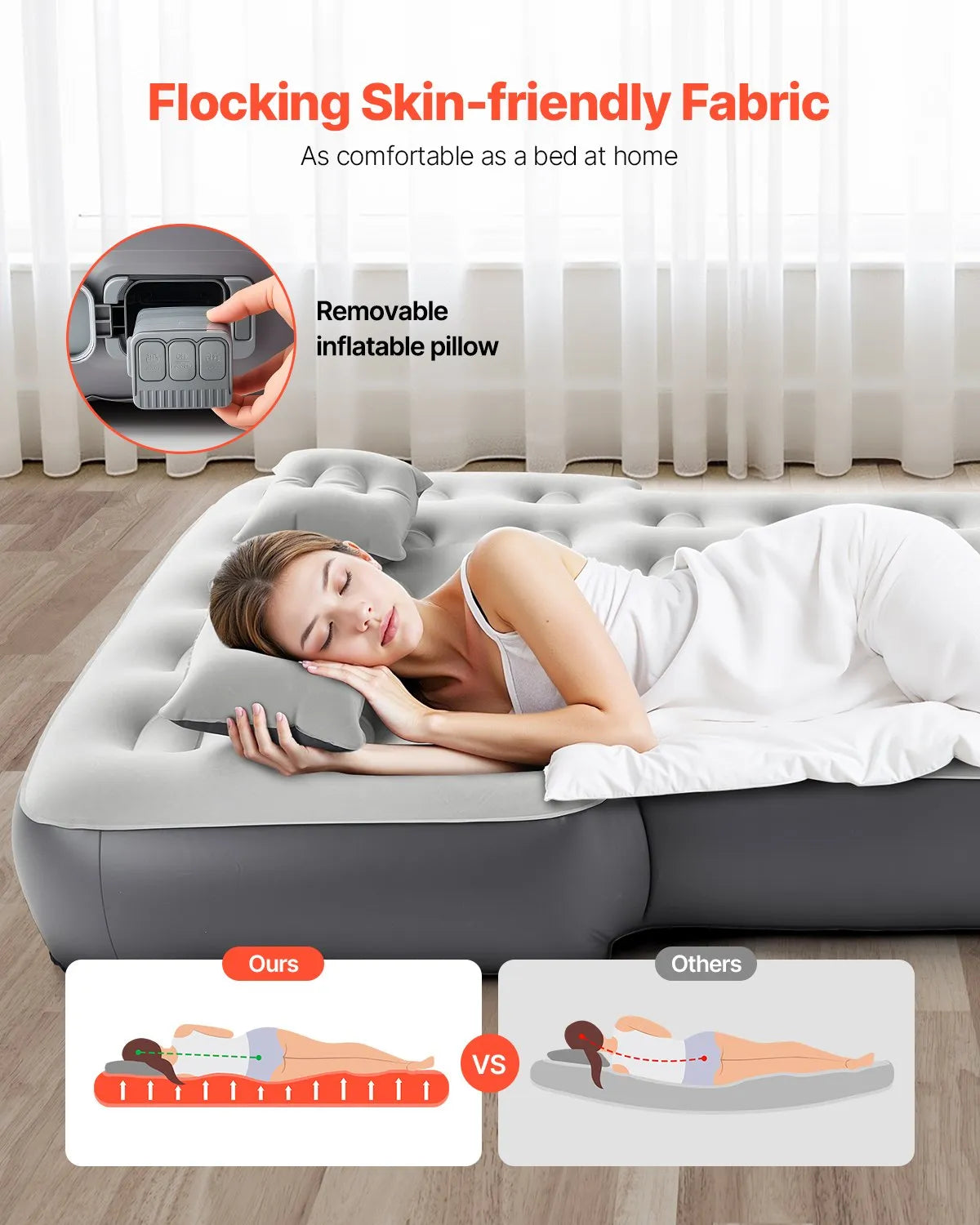 VEVOR Car Air Mattress Inflatable Car Camping Travel Sleeping Bed Built in Pump