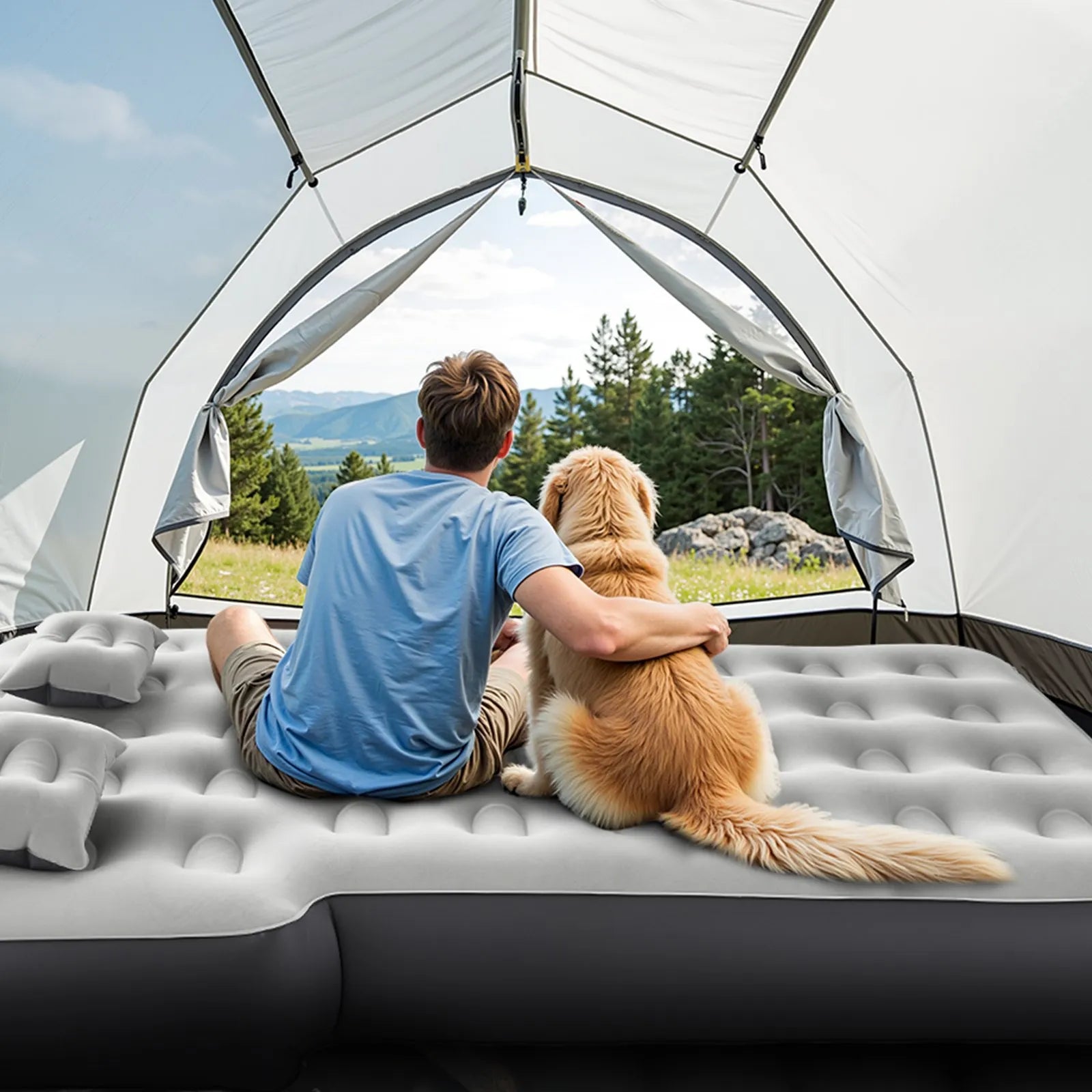 VEVOR Car Air Mattress Inflatable Car Camping Travel Sleeping Bed Built in Pump