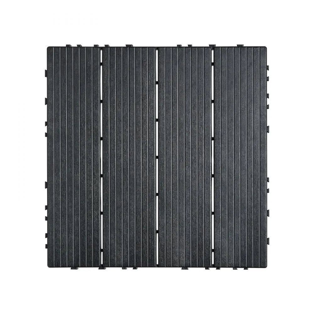 VEVOR Interlocking Deck Tiles 10 Pack 12"x12" Plastic for Porch Dark Grey