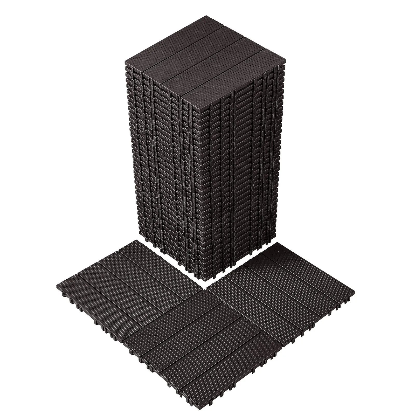 VEVOR Interlocking Deck Tiles 36 Pack 12"x12" Waterproof for Porch Dark Brown