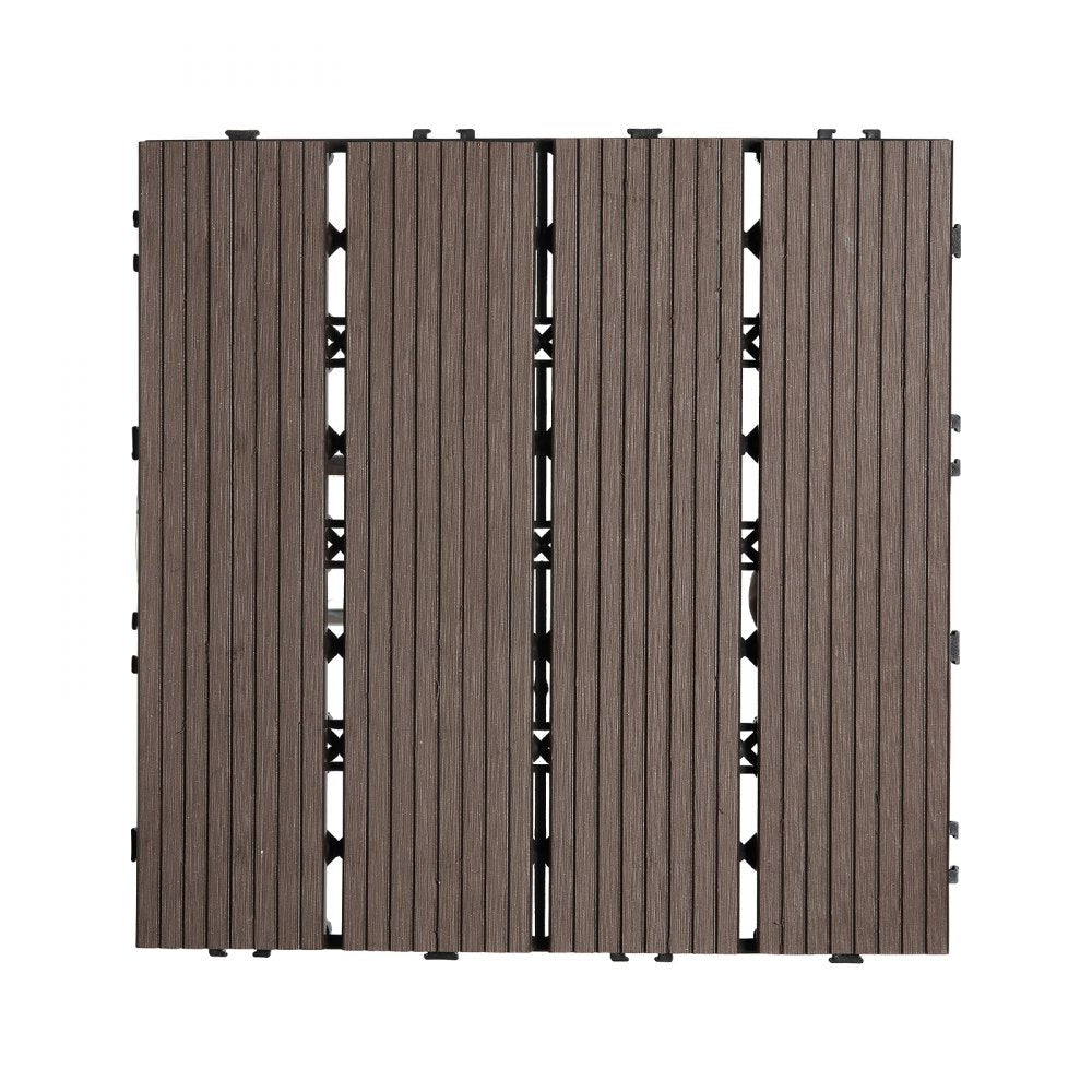 VEVOR Interlocking Deck Tiles Plastic Wood 27 Pack 12"x12" Waterproof for Porch