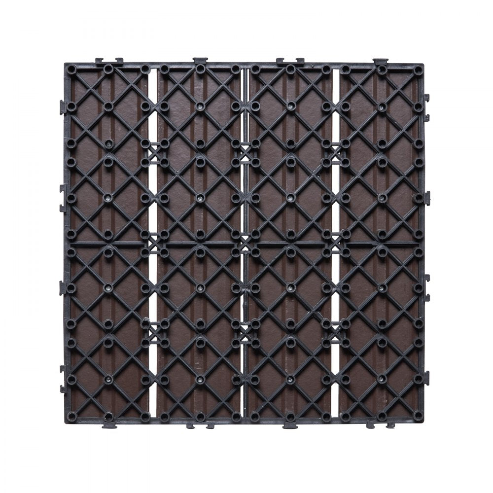 VEVOR Interlocking Deck Tiles Plastic Wood 10 Pack 12"x12" Waterproof for Porch