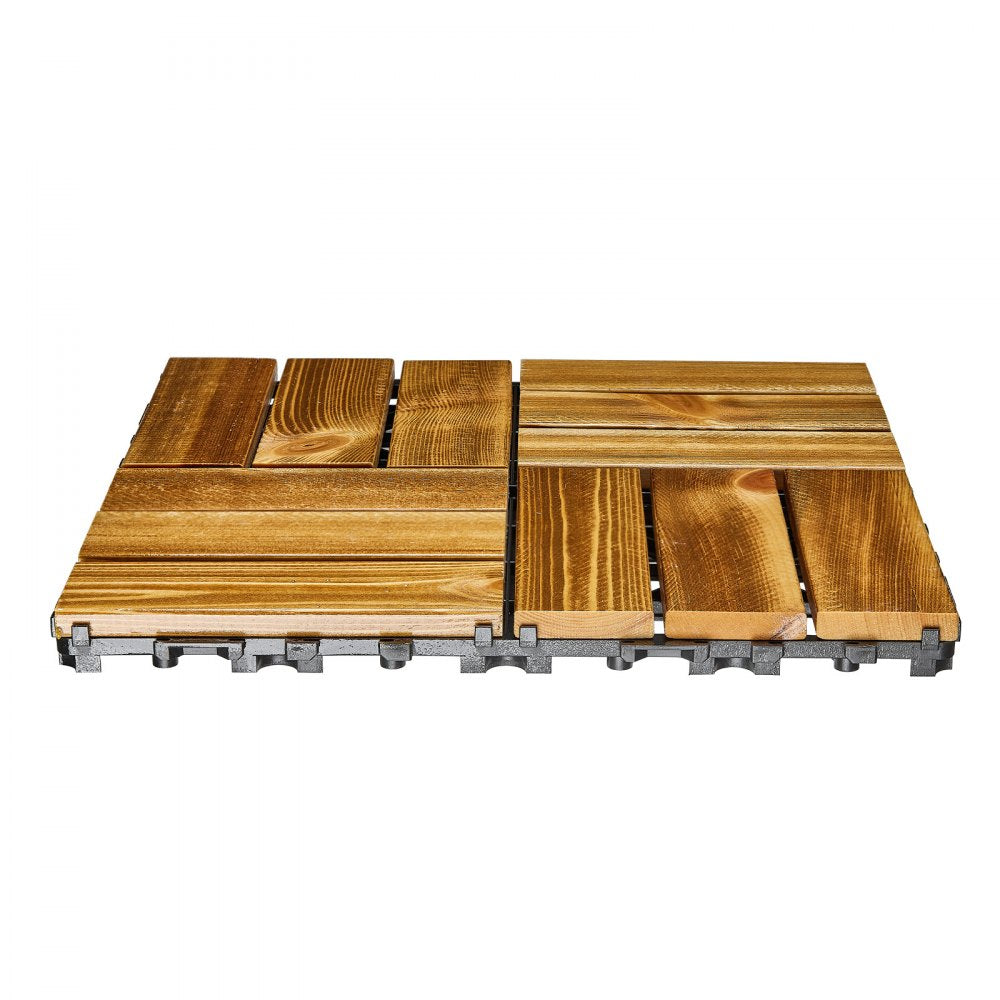 VEVOR Interlocking Deck Tiles Solid Wood 27 Pack 12"x12" Camphor Pine for Porch