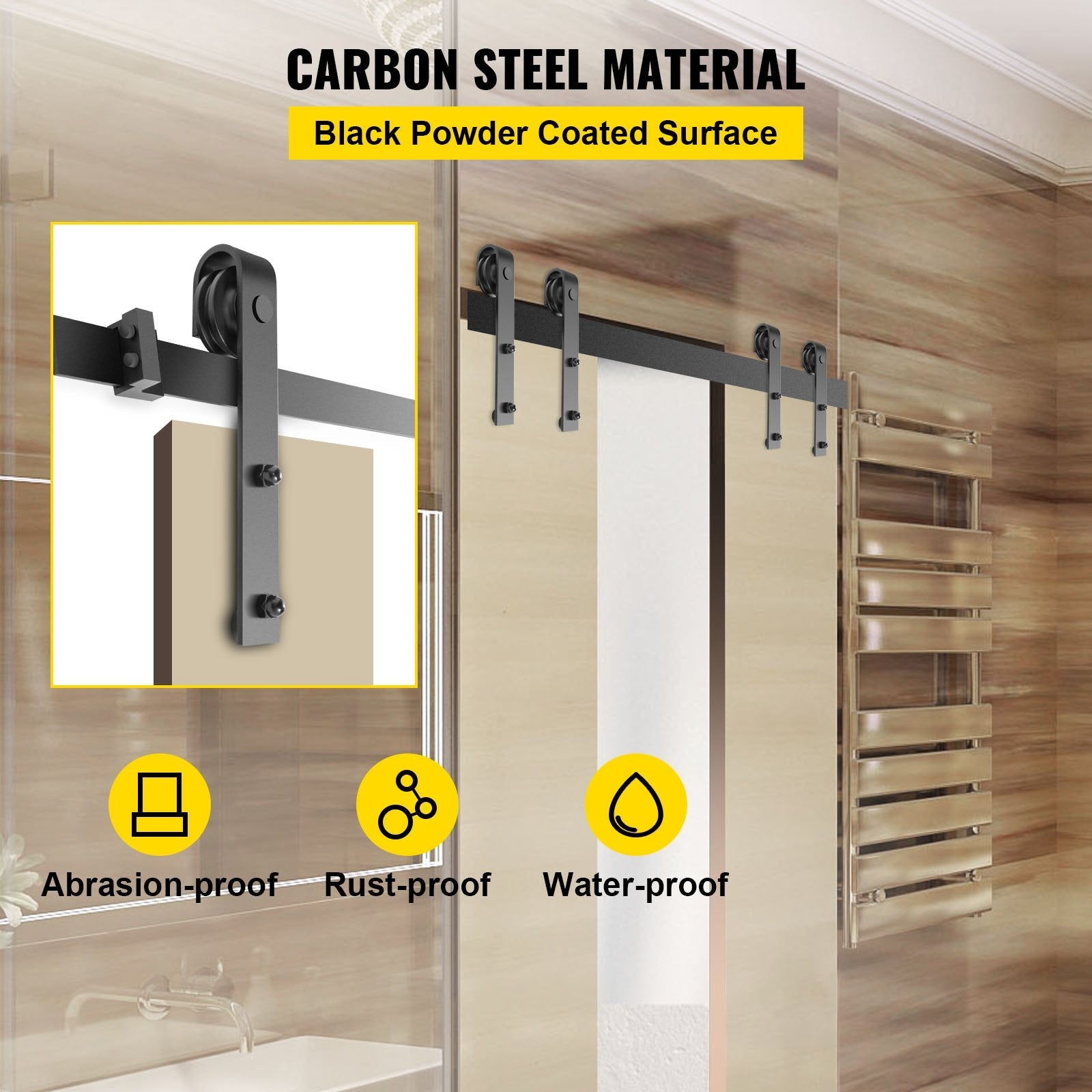 VEVOR Sliding Barn Door Hardware Kit, 16FT Barn Door Kit, 330LBS Load-Bearing Double Barn Door Hardware Kit, Carbon Steel Barn Door Track, Darn Door for 1.37-1.77\" Thickness & 8FT Wide Door Panel?