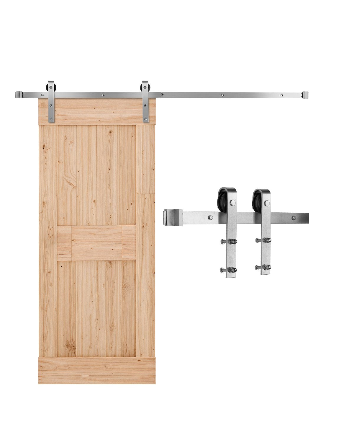 VEVOR 6.6FT Sliding Barn Door Hardware Kit for Single Sliding Barn Door Silver