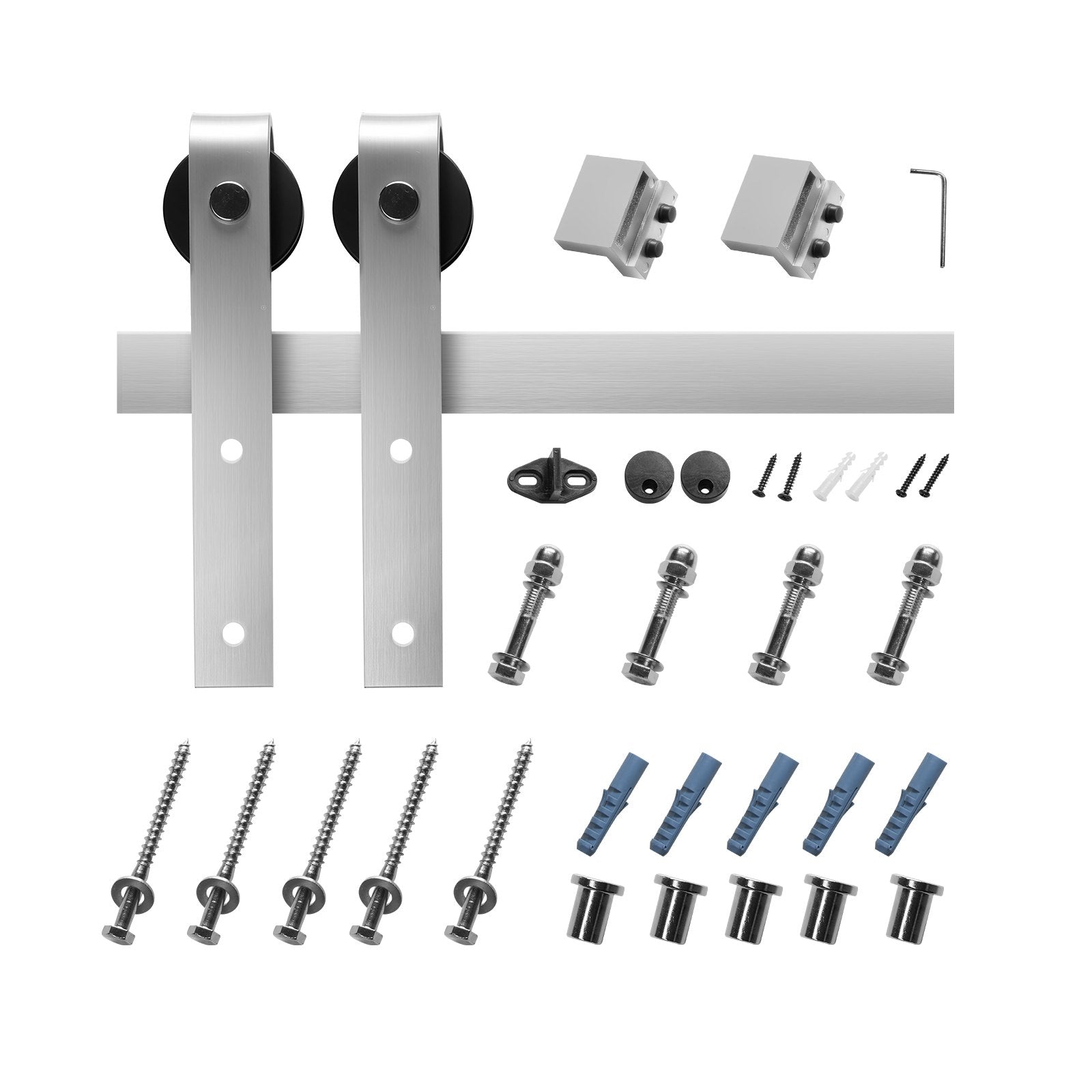 VEVOR 6.6FT Sliding Barn Door Hardware Kit for Single Sliding Barn Door Silver