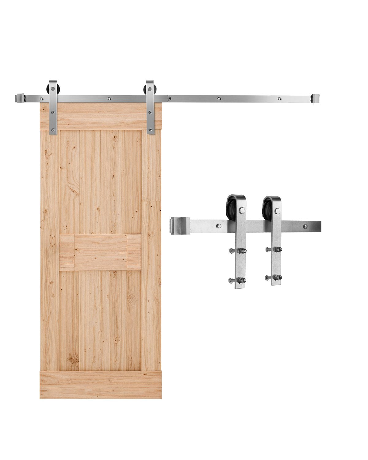 VEVOR 5FT Sliding Barn Door Hardware Kit for Single Sliding Barn Door Silver