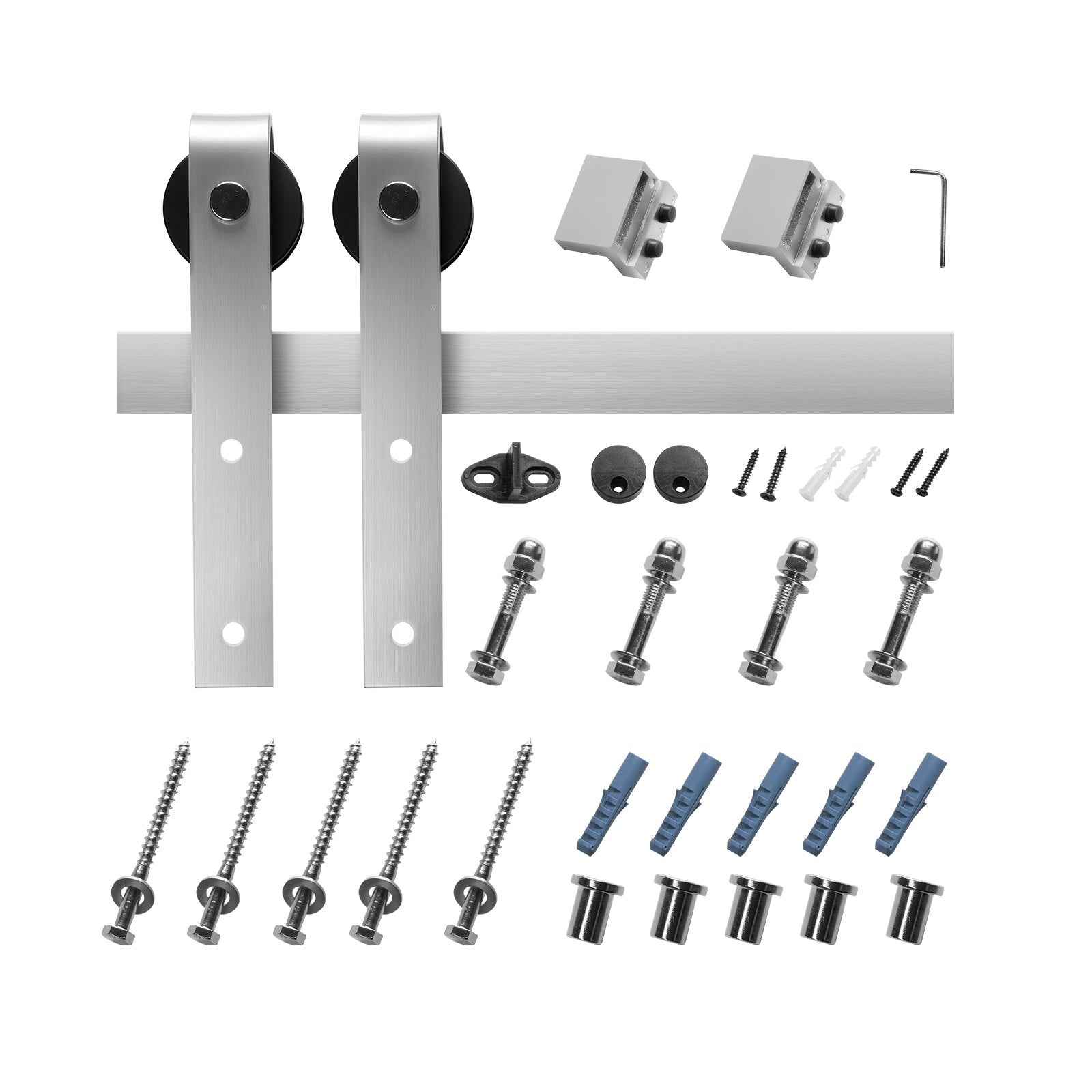 VEVOR 5FT Sliding Barn Door Hardware Kit for Single Sliding Barn Door Silver