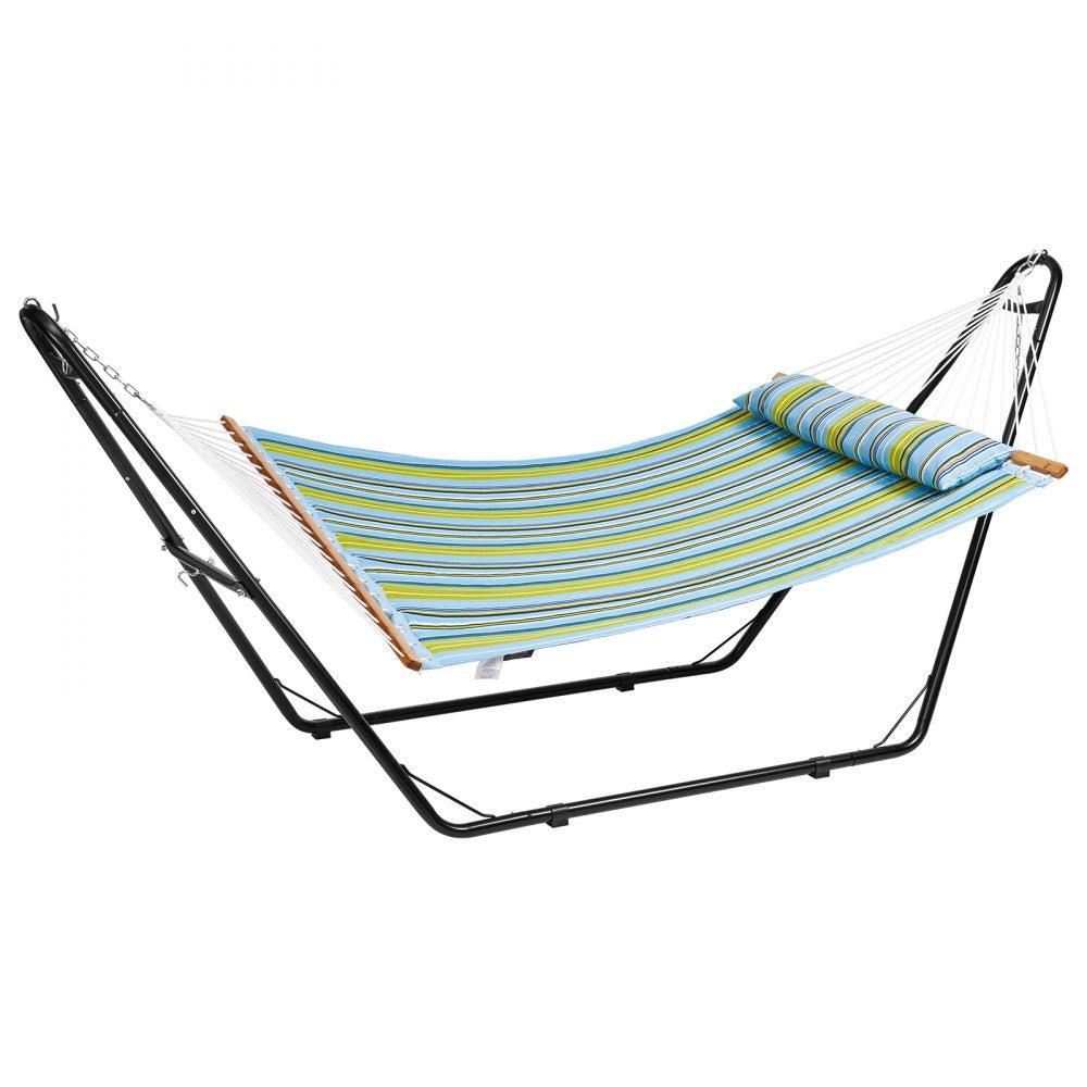 VEVOR Two Person Hammock with Stand Included Heavy Duty 480lb Capacity, Double Hammock with Portable Steel Stand and Carrying Bag and Pillow, Freestanding Hammock for Outdoor Patio Yard Beach