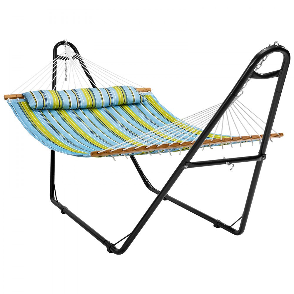 VEVOR Two Person Hammock with Stand Included Heavy Duty 480lb Capacity, Double Hammock with Portable Steel Stand and Carrying Bag and Pillow, Freestanding Hammock for Outdoor Patio Yard Beach
