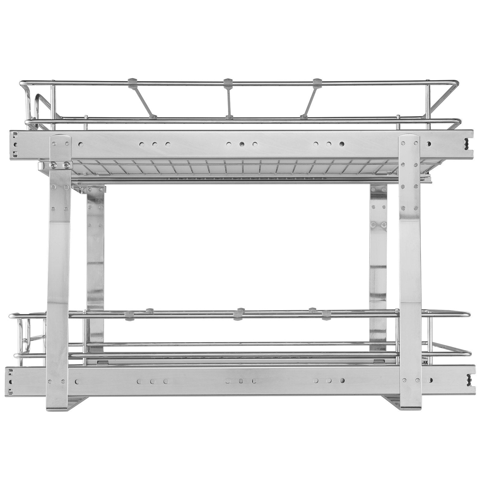 VEVOR 2 Tier 17"W x 21"D Pull Out Cabinet Organizer, Heavy Duty Slide Out Pantry Shelves, Chrome-Plated Steel Roll Out Drawers, Sliding Drawer Storage for Inside Kitchen Cabinet, Bathroom, Under Sink