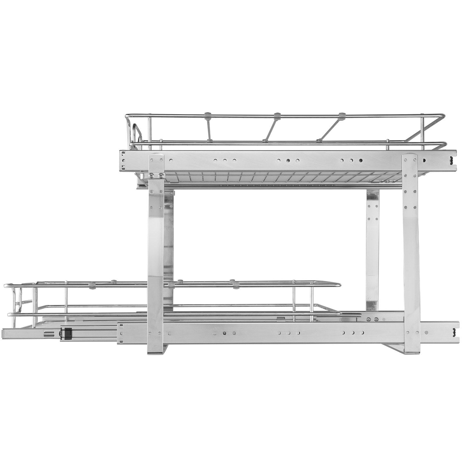 VEVOR 2 Tier 19"W x 20"D Pull Out Cabinet Organizer, Heavy Duty Slide Out Pantry Shelves, Chrome-Plated Steel Roll Out Drawers, Sliding Drawer Storage for Inside Kitchen Cabinet, Bathroom, Under Sink