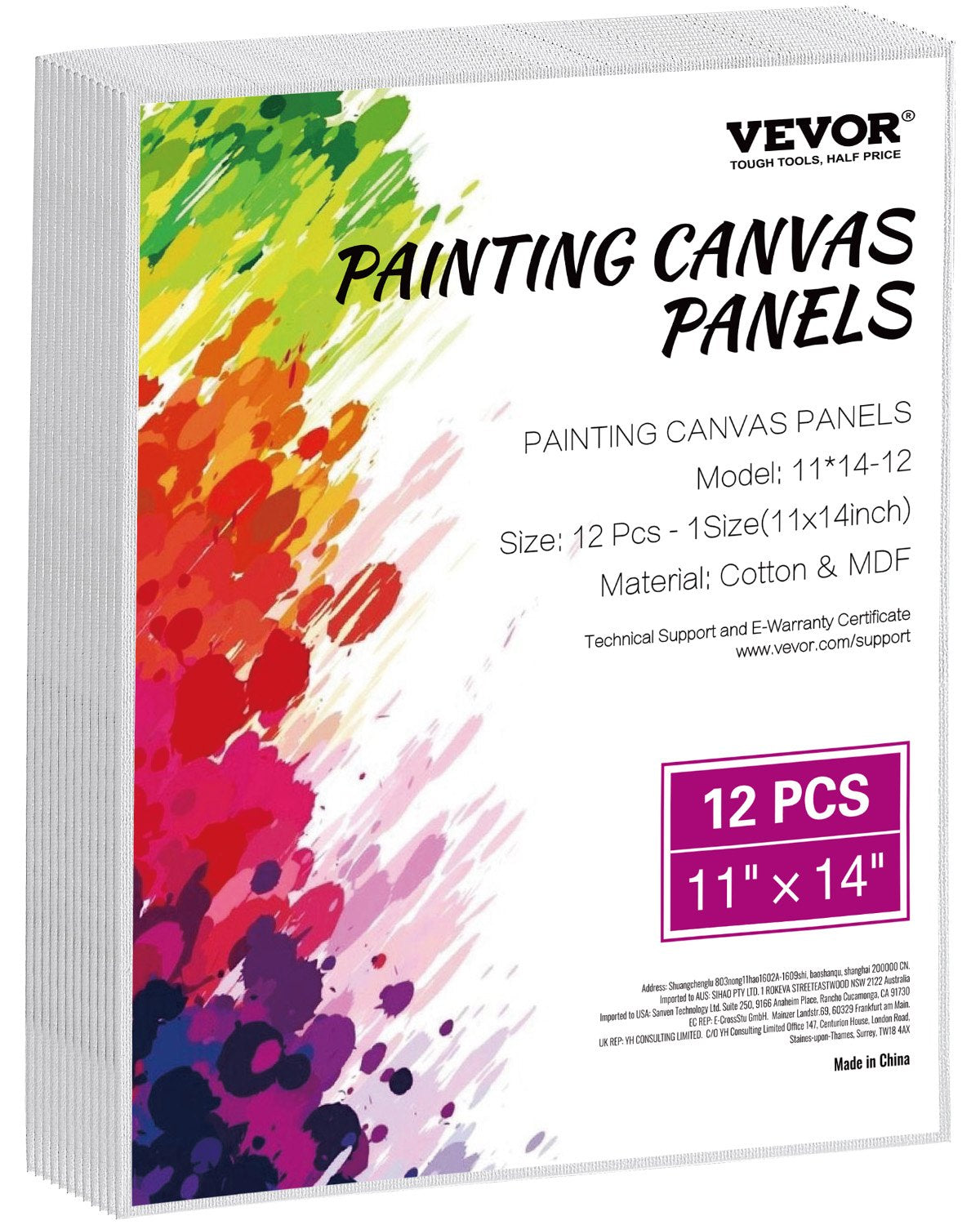 VEVOR Canvas Boards for Painting 12 Pack 11 x 14 Inch Blank Canvases for Painting