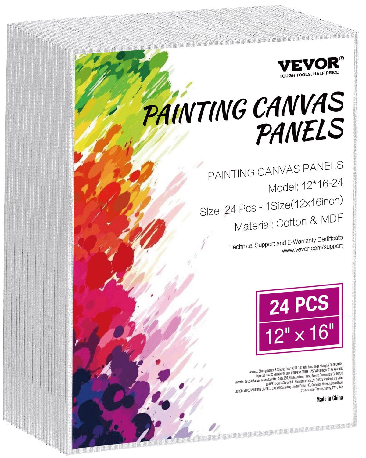 VEVOR Canvas Boards for Painting 24 Pack 12 x 16 Inch Blank Canvases for Painting