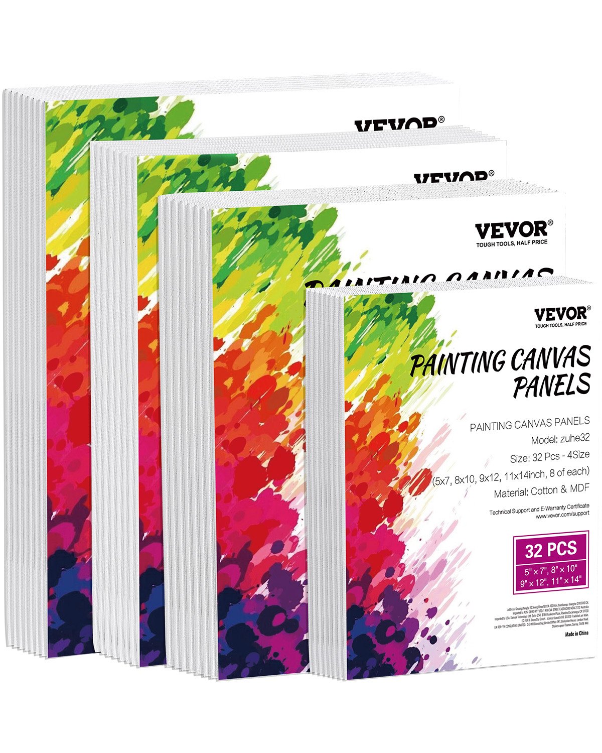 VEVOR Canvas Boards for Painting 32 Pack Multi-Size Blank Canvases for Painting